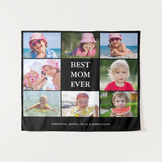 Beste Mama-FotoCollage Wandteppich (Vorderseite (Horizontal))
