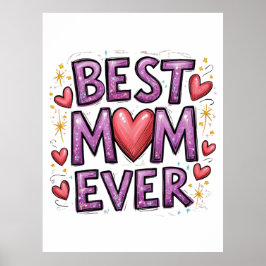 Beste Mama für Herz und Glitzern Poster