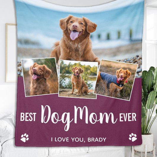 Beste Mama für Hunde 4 FotoCollage Lila Fleecedecke