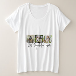 Beste Mama für Hunde - Benutzerdefinierte 3-Foto C Große Größe T-Shirt