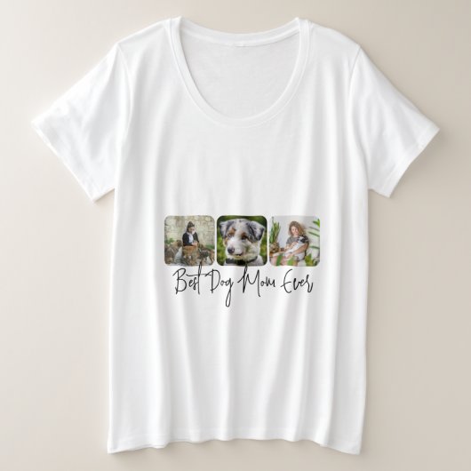 Beste Mama für Hunde - Benutzerdefinierte 3-Foto C Große Größe T-Shirt (Design vorne)