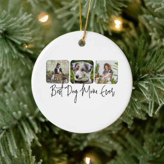Beste Mama für Hunde - Benutzerdefinierte 3-Foto C Keramik Ornament (Baum)