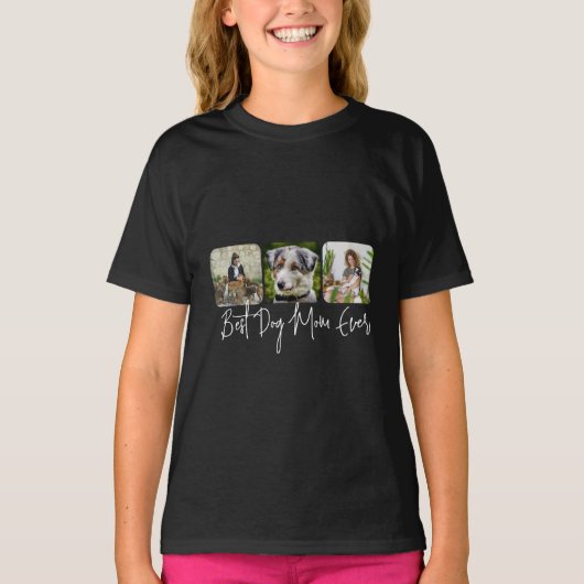 Beste Mama für Hunde - Benutzerdefinierte 3-Foto C T-Shirt (Vorderseite)