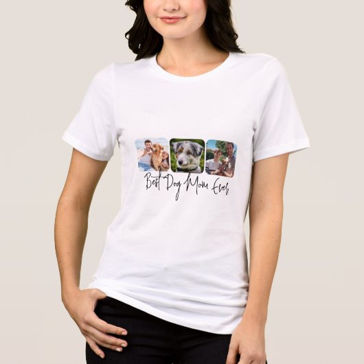 Beste Mama für Hunde - Benutzerdefinierte 3-Foto C Tri-Blend Shirt (Vorderseite)