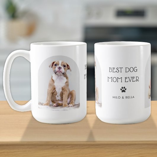 Beste Mama für Hunde je 2 Foto - Pfeil und Name Te Kaffeetasse