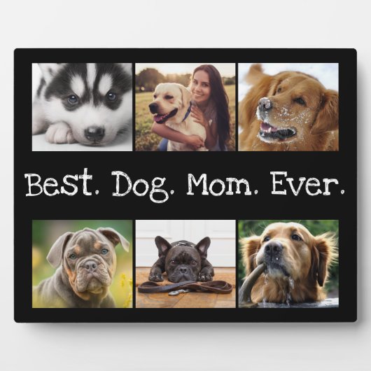 Beste Mama für Hunde je 6 Foto Collage Spaß Schwar Fotoplatte (Vorderseite)