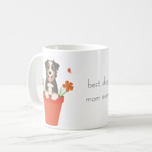 Beste Mama für Hunde je Australian Shepherd Blume Kaffeetasse (Vorderseite Links)