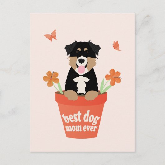Beste Mama für Hunde je Australian Shepherd Blume Postkarte (Vorderseite)