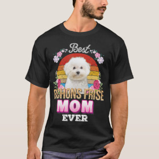 Beste Mama für Hunde je Bichons Frise Floral Retro T-Shirt