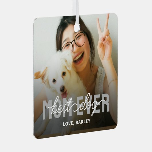 Beste Mama für Hunde je Foto Ornament Aus Metall (Vorderseite Rechts)