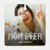 Beste Mama für Hunde je Foto Ornament Aus Metall (Rückseite)