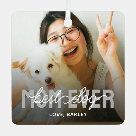 Beste Mama für Hunde je Foto Ornament Aus Metall (Vorderseite)