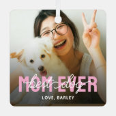 Beste Mama für Hunde je Foto Ornament Aus Metall (Vorderseite)