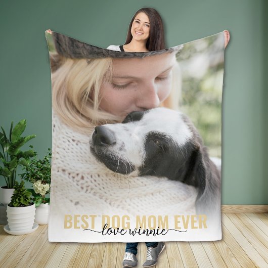 Beste Mama für Hunde je Kalligrafie Foto Fleecedecke