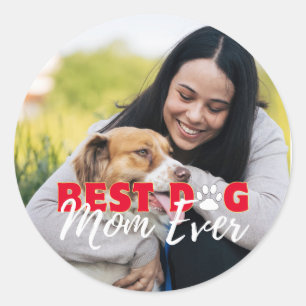Beste Mama für Hunde je Modernes, individuelles Fo Runder Aufkleber