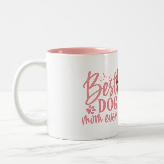 Beste Mama für Hunde je Name Foto Pet Pink Zweifarbige Tasse (Links)