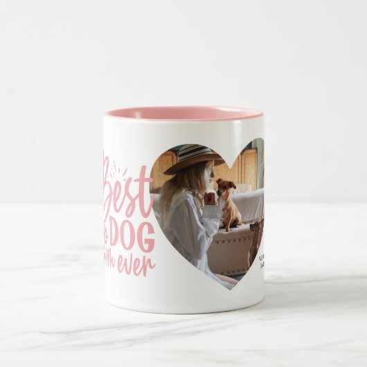 Beste Mama für Hunde je Name Foto Pet Pink Zweifarbige Tasse (Mittel)