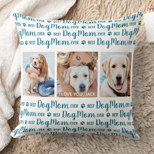 Beste Mama für Hunde je Personalisiert Tier 3 Foto Kissen