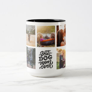Beste Mama für Hunde je Personalisierte FotoCollag Zweifarbige Tasse