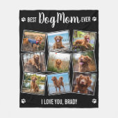 Beste Mama für Hunde je schwarze FotoCollage Fleecedecke (Vorderseite)