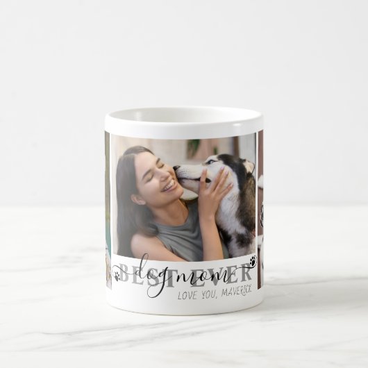 Beste Mama für Hunde je Script 3 Foto Pawprints Kaffeetasse (Mittel)