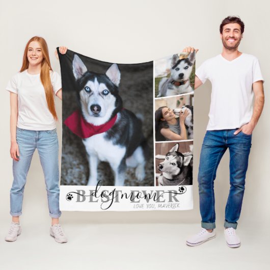 Beste Mama für Hunde je Script 4 Foto Collage Druc Fleecedecke (Beispiel)