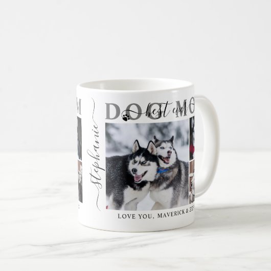 Beste Mama für Hunde je Script Name 3 Fotos Kaffeetasse (VorderseiteRechts)