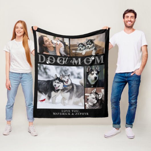 Beste Mama für Hunde je Script Pawprints 5 Foto Sc Fleecedecke (Beispiel)