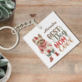 Beste Mama für Hunde je Yorkie Custom Schlüsselanhänger