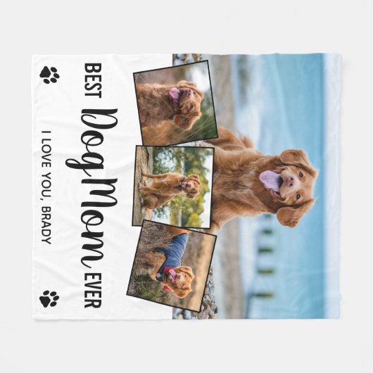 Beste Mama für Hunde Personalisiert 4 FotoCollage Fleecedecke (Vorderseite (Horizontal))