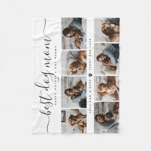 Beste Mama für Hunde: Personalisierter Foto Mutter Fleecedecke (Vorderseite)