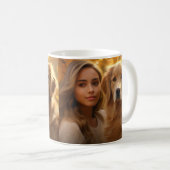 Beste Mama für Hunde | Zwei Foto Moderner Bleistif Kaffeetasse (VorderseiteRechts)