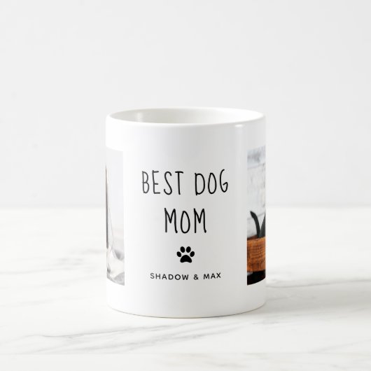 Beste Mama für Hunde | Zwei handgeschriebene Fotos Kaffeetasse (Mittel)
