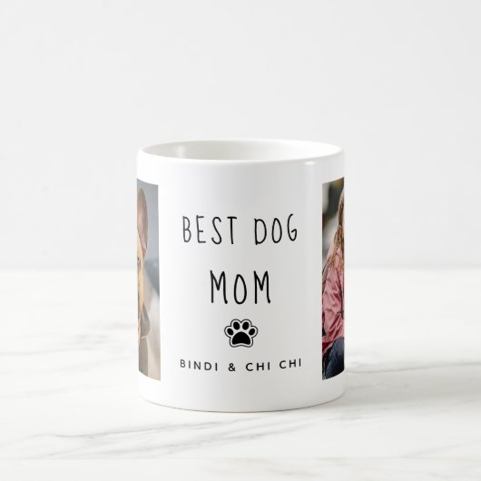 Beste Mama für Hunde | Zwei handgeschriebene Fotos Kaffeetasse (Mittel)