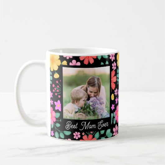 Beste Mama für jede lebendige Blumenfoto-Collage Kaffeetasse (Links)