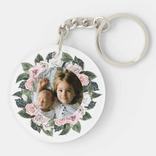 Beste Mama für jeden Blumenstrauß Foto Schlüsselan Schlüsselanhänger (Rückseite)