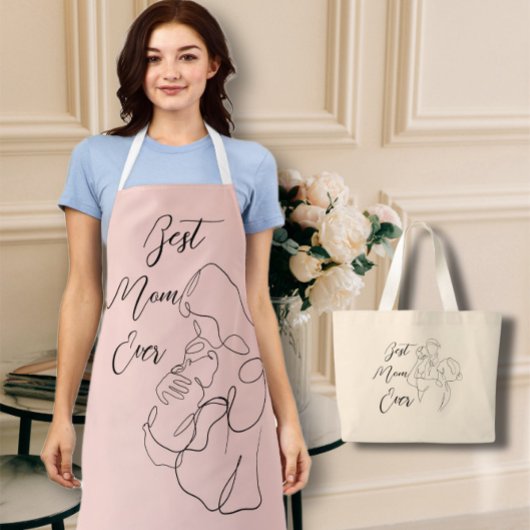 Beste Mama für jeden Trendy One Line mit Child Cla Schürze