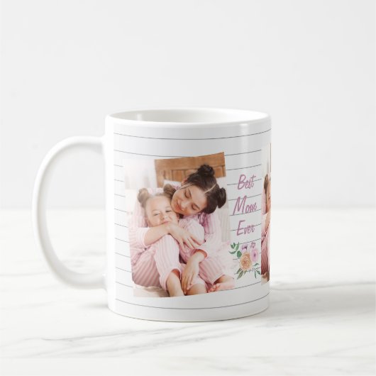 Beste Mama für jedes benutzerdefinierte 3 Foto - W Kaffeetasse (Links)