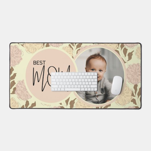 Beste Mama für jedes Blumenmuster Foto Schreibtischunterlage (Tastatur & Maus)