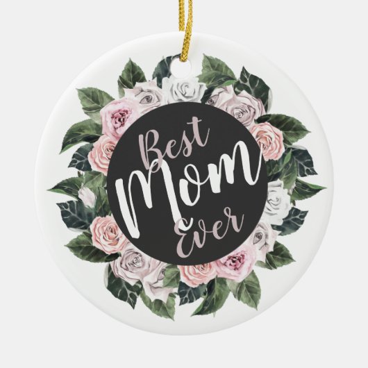 Beste Mama für jedes florale Foto Keramik Ornament (Vorne)