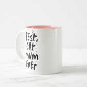 Beste Mama für Katzen je Moderne, einfache Niedlic Zweifarbige Tasse (Vorderseite Links)