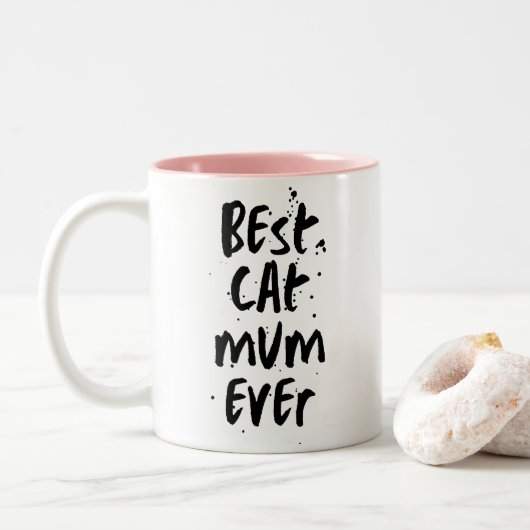 Beste Mama für Katzen je Moderne, einfache Niedlic Zweifarbige Tasse (Mit Donut)