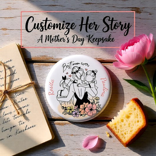 Beste Mama für Mama, Kinder und Blume Button