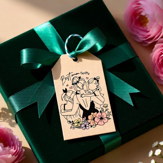 Beste Mama für Mama, Kinder und Blume Geschenkanhänger