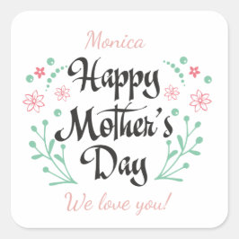 Beste Mama für Mama, Kinder und Blume Quadratischer Aufkleber