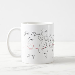 Beste Mama für trendy One Line Motherhood Heart Kaffeetasse
