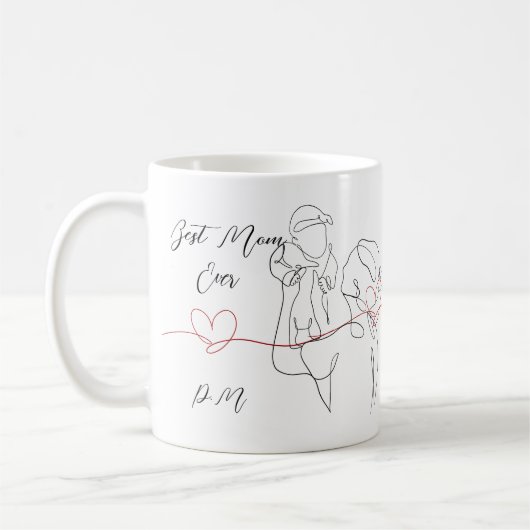 Beste Mama für trendy One Line Motherhood Heart Kaffeetasse (Links)