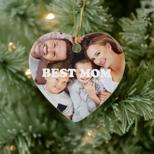 Beste Mama für zwei Foto personalisierter Text Keramik Ornament