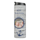 Beste Mama Grauholz Nautical Navy Anchor Thermosbecher (Nach rechts gedreht)