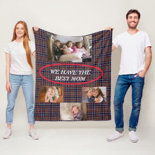Beste Mama Handgezeichnet Schriftart Tartan Karier Fleecedecke